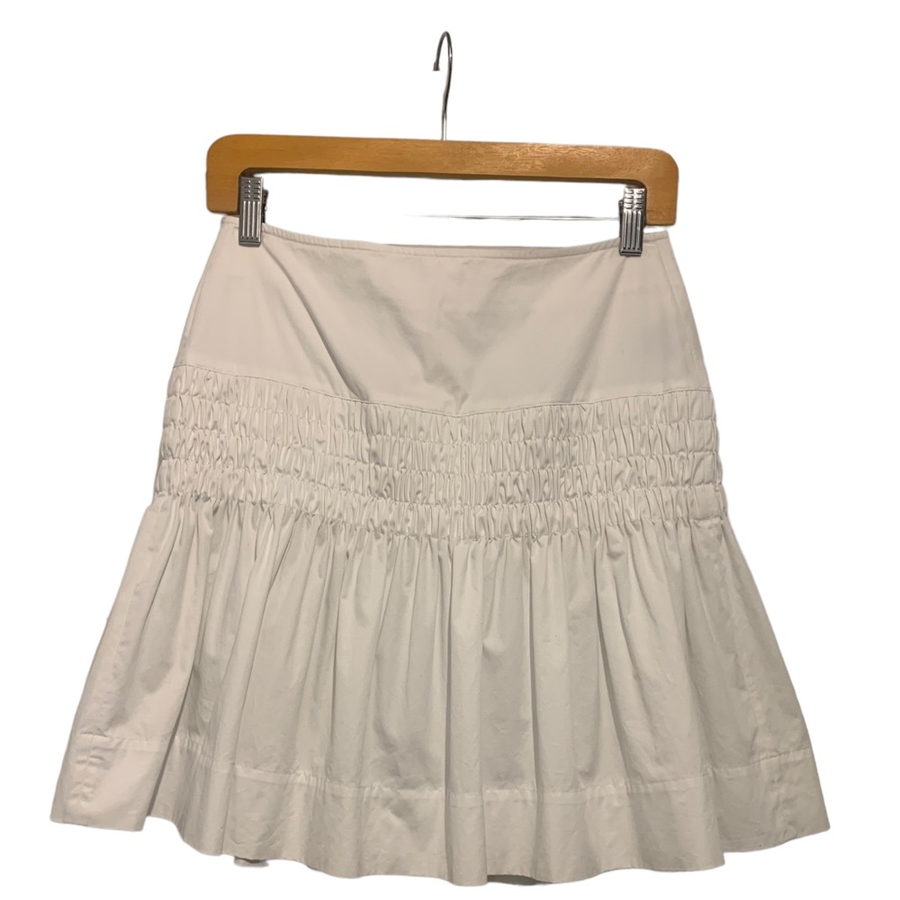 Isabel Marant Étoile Smocked Cotton-poplin Mini Skirt  - White